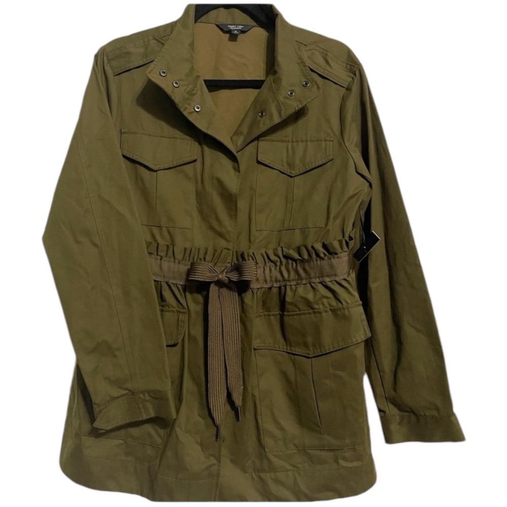 Vera Wang Military Army Green 4 Pocket Utility Jacket with Bow Front Tie Medium